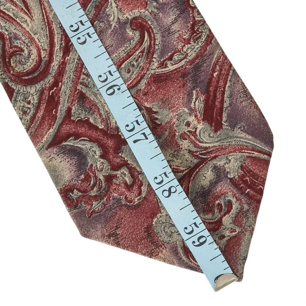 Karl Lagerfeld Vintage Men's Silk Necktie USA Designer Maroon‎ Purple Paisley